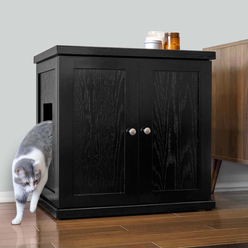 Litière en bois avec tiroir The Refined, H 27 po x l 27,5 po x P 20 po, Espresso