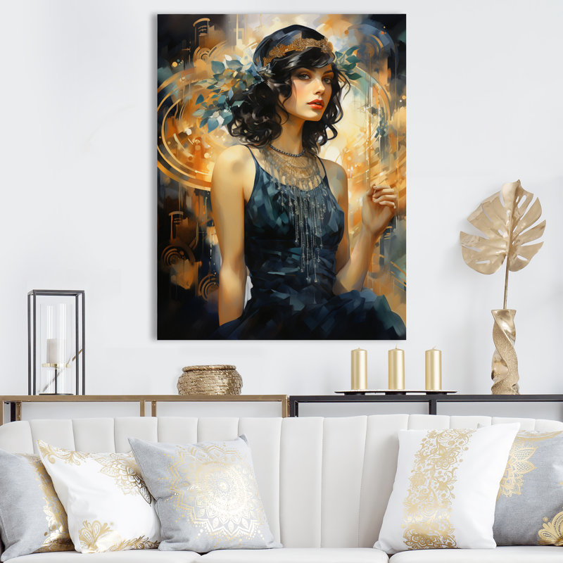 «Fashion 1920S Roaring Portrait IV» sur toile, H 20 po x l 12 po x P 1 po