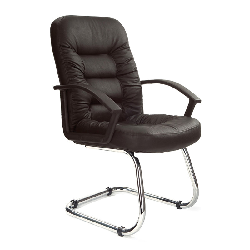 51" W Leather Seat Waiting Room Chair with Metal Frame