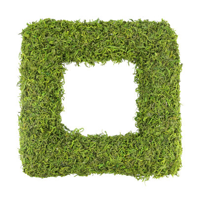 Reindeer Moss Square Artificial Spring Floral Wreath - 12-inch Unlit