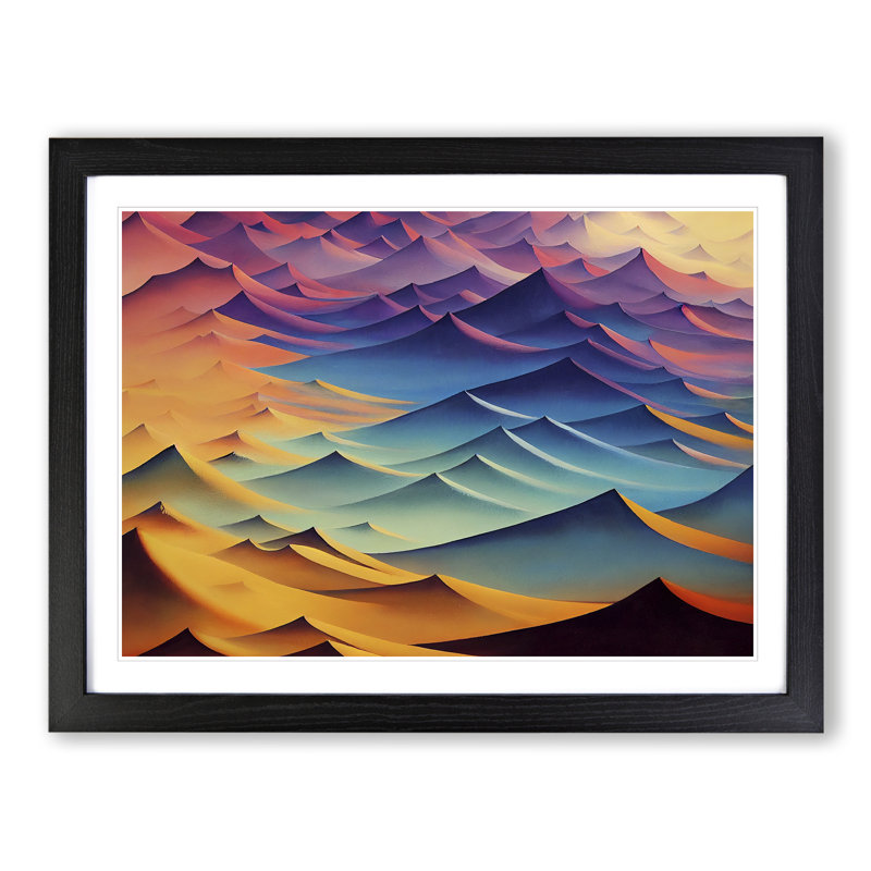 Wild Abstract Mountains - Framed Print, 34cm H x 46cm W x 2cm D, Black Framed