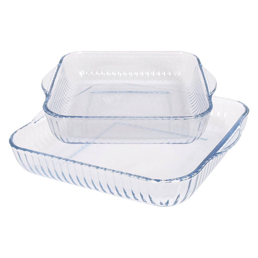 Argon Tableware 2pc Square Glass Oven Dish Set - Clear Borosilicate Glass - Thermal Shock Resistant - Includes 2 Sizes - Image 4