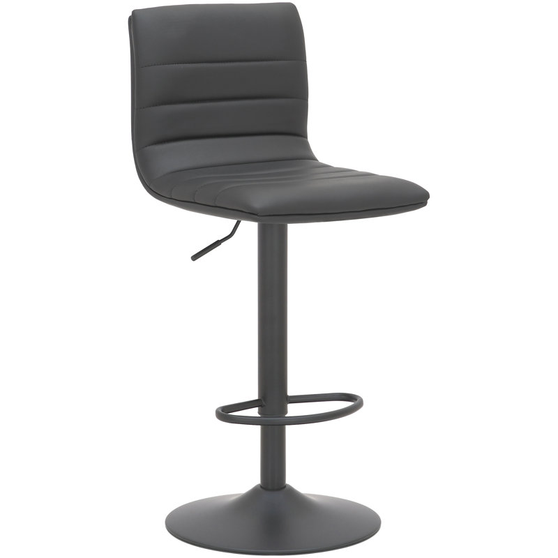 Pemberly Swivel Upholstered Adjustable Height Counter Stool with Metal Frame, Black