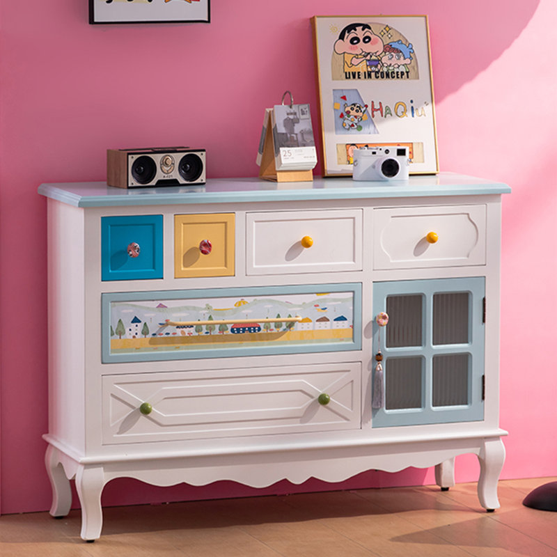 Solid Wood Painted Decoration Simple Locker Accent Cabinet, White