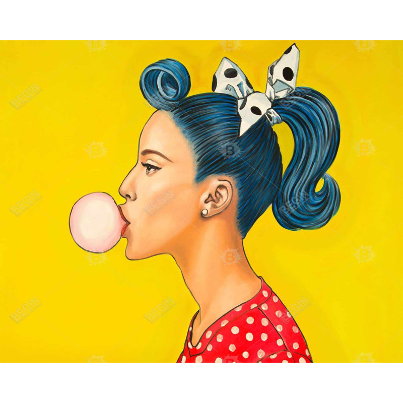 «Retro with Beautiful Ponytail», reproduction d'art sur toile encadrée, H 49,25 po x l 61,25 po