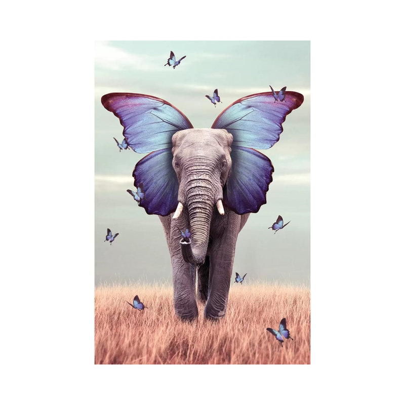 Elephant Blue Morpho Lenity Mint by Soaring Anchor Designs - Wrapped Canvas Print, 66.04 cm H x 45.72 cm W x 3.175 cm D