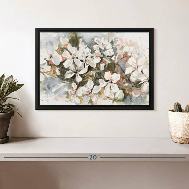 Fleur de pêche douce, Cadre flottant noir, 13 po x 9 po