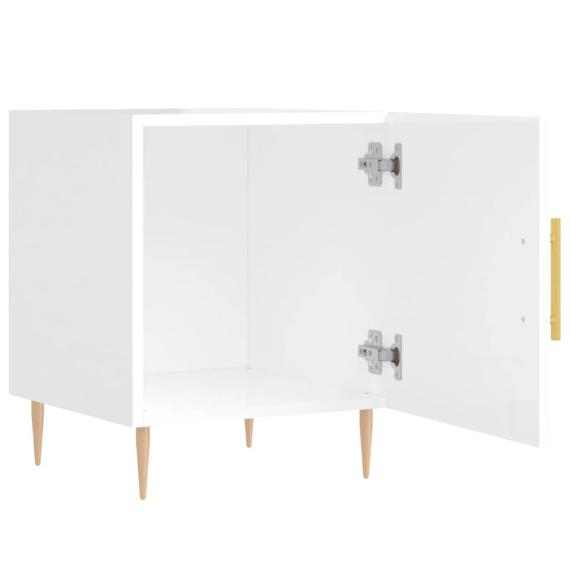 Bouzov 40cm W Iron Bedside Table, High Gloss White