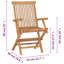Chaise bistro d'extérieur pliante avec accoudoirs
