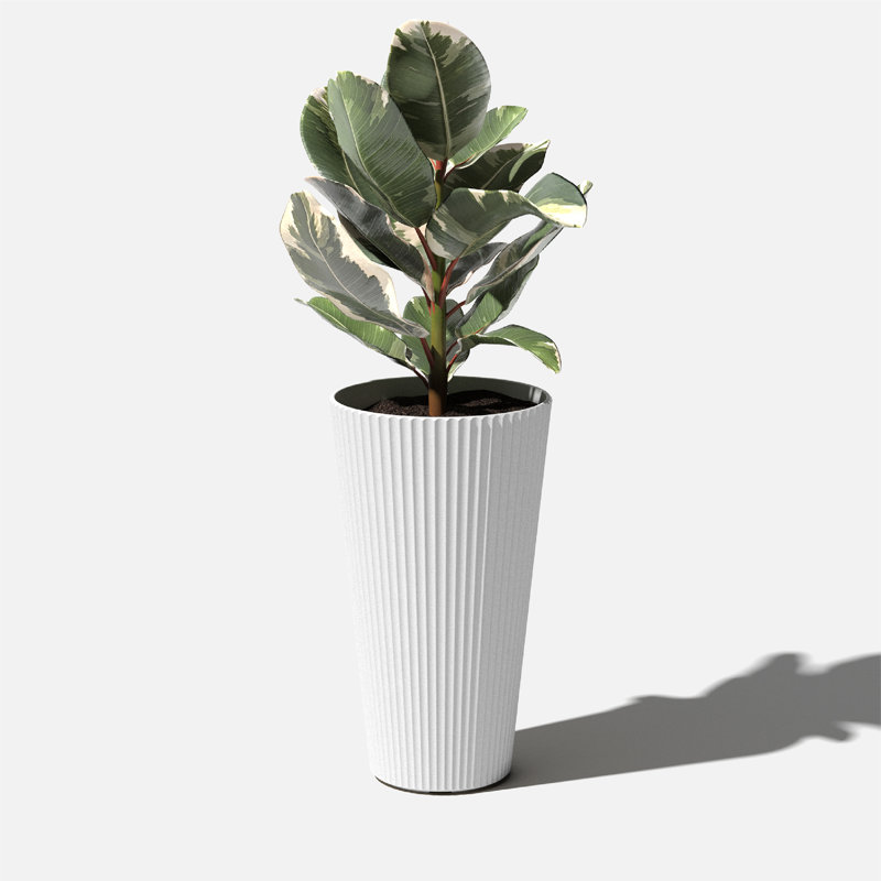 Demi 26.25" H Plastic-Stone Indoor / Outdoor Planter, 1, White