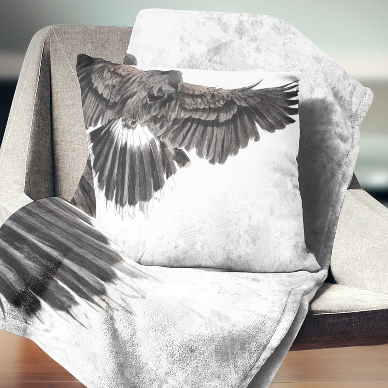 Low flying Eagle - Animal Printed Pillow, 16" x 16", Throw Pillow