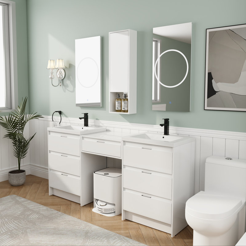 Meuble-lavabo double 72 po avec 2 lavabos et tiroirs à fermeture douce