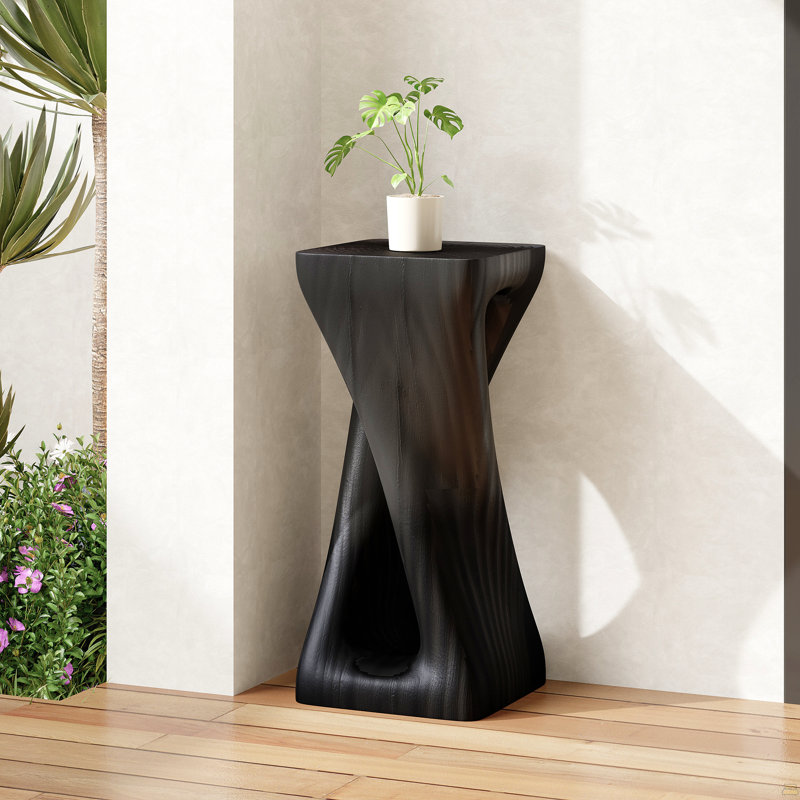 Outdoor Side Table,Twist Shape End Table, Black