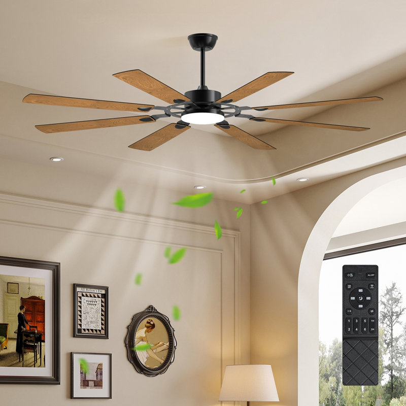 72-Inch 8-Blade Large Ceiling Fan,Reversible Quiet DC Motor,Indoor/Outdoor Modern Ceiling Fan,Suitable for Kitchen,Living Room and Terrace