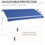 Auvent de jardin rétractable 12 pi x 10 pi, manivelle manuelle et eau - tissu 280G / M, structure en aluminium, bleu foncé pour terrasse, balcon, cadre de terrasse