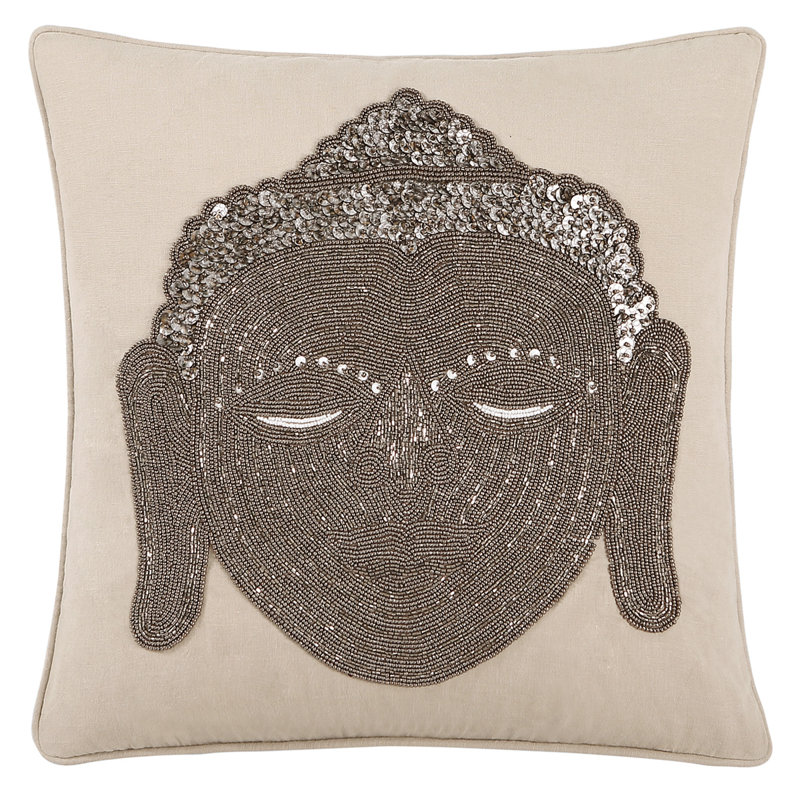 Buddha Head Cotton Blend Throw Pillow