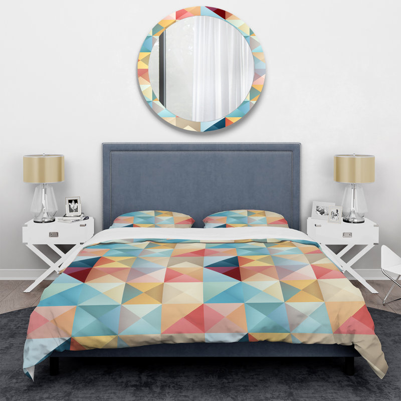 Ensemble de housse de couette géométrique Pastel Harmony III - Microfibre de polyester