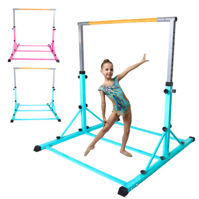 Junior Pro , 35" To 59" Height Adjustable Horizontal Bar | For Gymnast, 220 Lbs Weight Capacity, Training Equipment For Home And Gymnastic Center Use