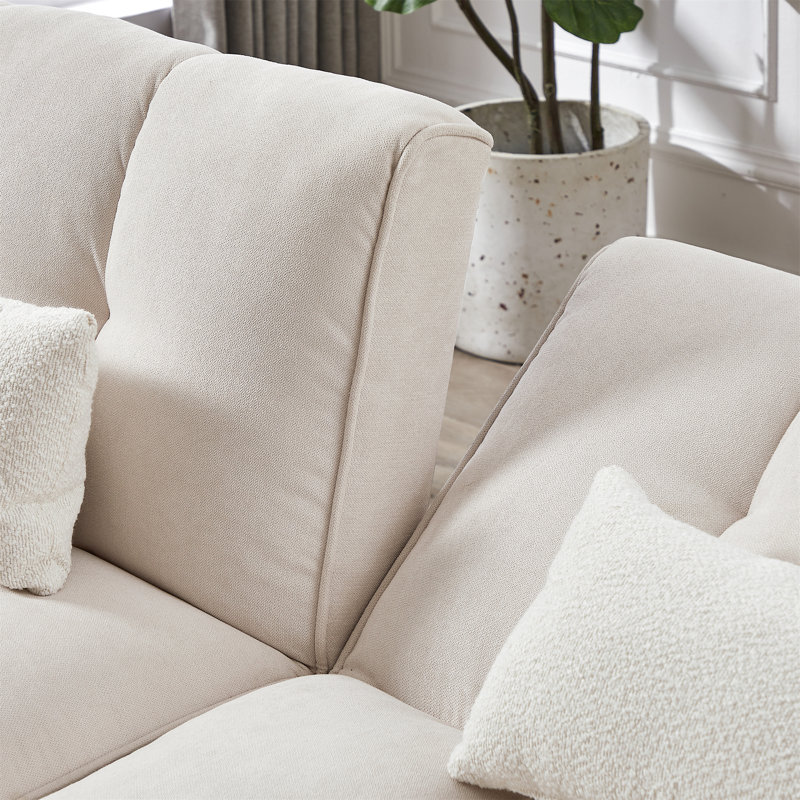 Convertible Futon Sofa Bed, Beige Linen Blend
