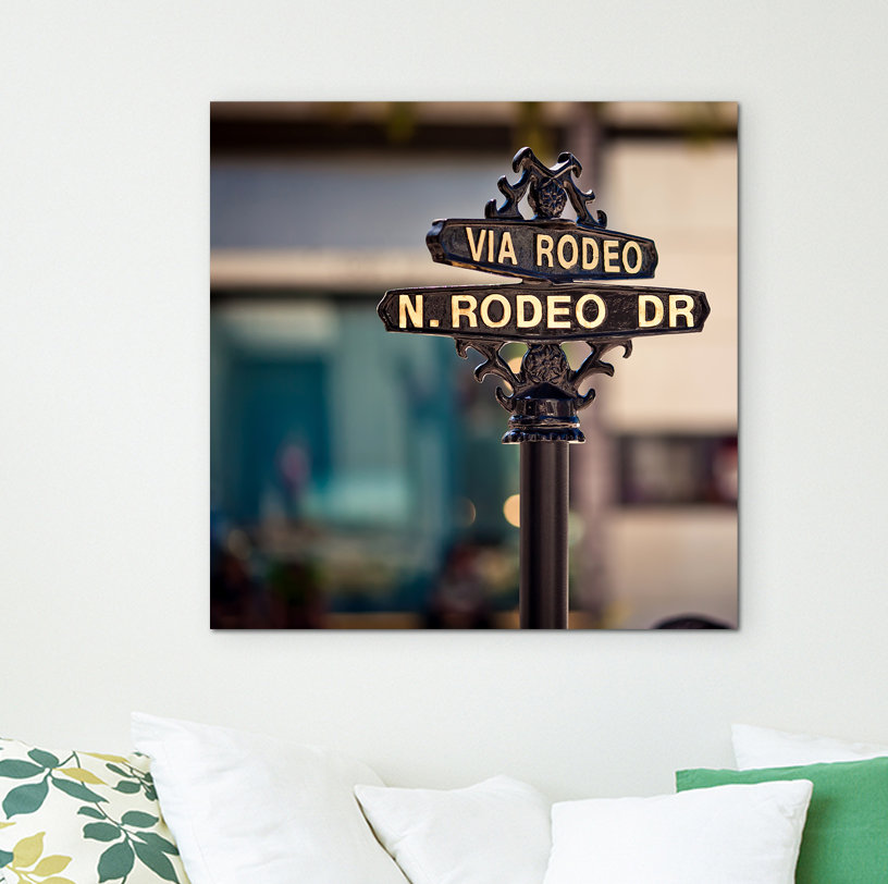 Gerahmtes Leinwandbild Rodeo Drive Schild