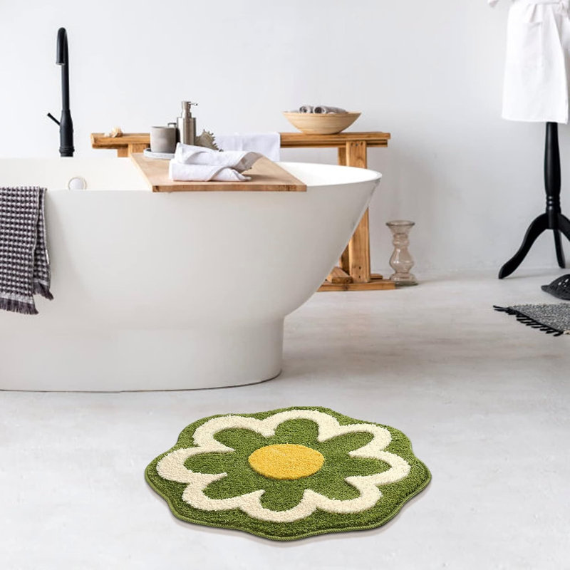 Green Flower Shaped Bath Rug