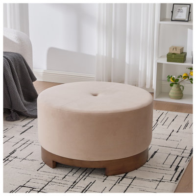 Repose-pieds rond en velours noyer foncé Arden
