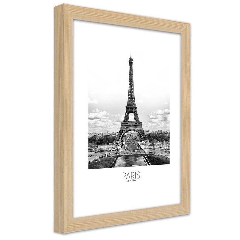 City Of Paris Eiffel Tower - Single Picture Frame Print, 100cm H x 70cm W, Light Brown