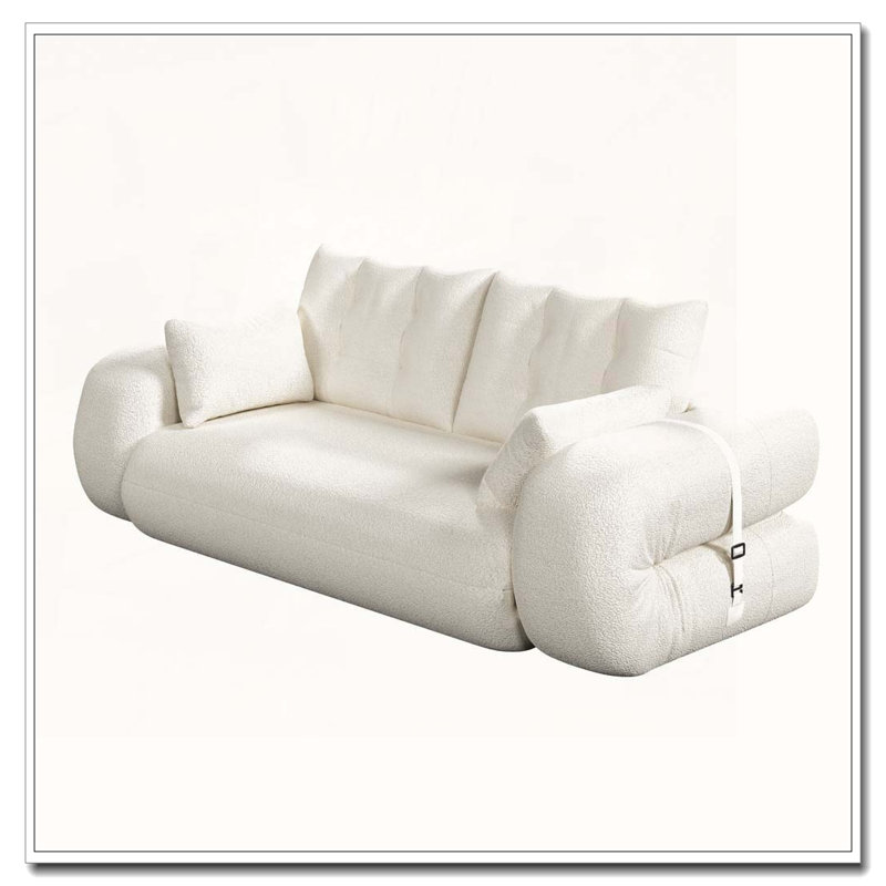 Canapé-lit pliable multifonctionnel 78,7 po, Beige et blanc