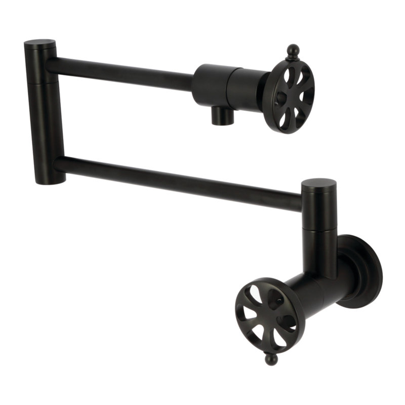 Kingston Brass Belknap Two-Handle 1-Hole Wall Mount Pot Filler Faucet, Matte Black