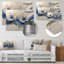 «White Velvet Blue Chrysanthemums Ink River V», art mural impression sur métal-1592213368