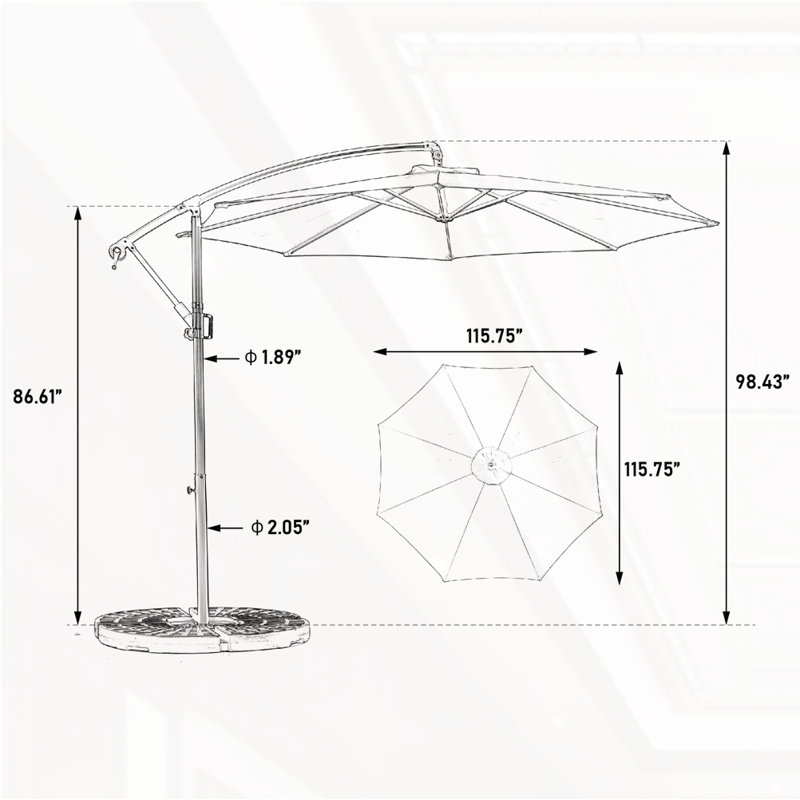 Parasol de marché suspendu pour le marché 10 pi Best Choice Products, Vert foncé