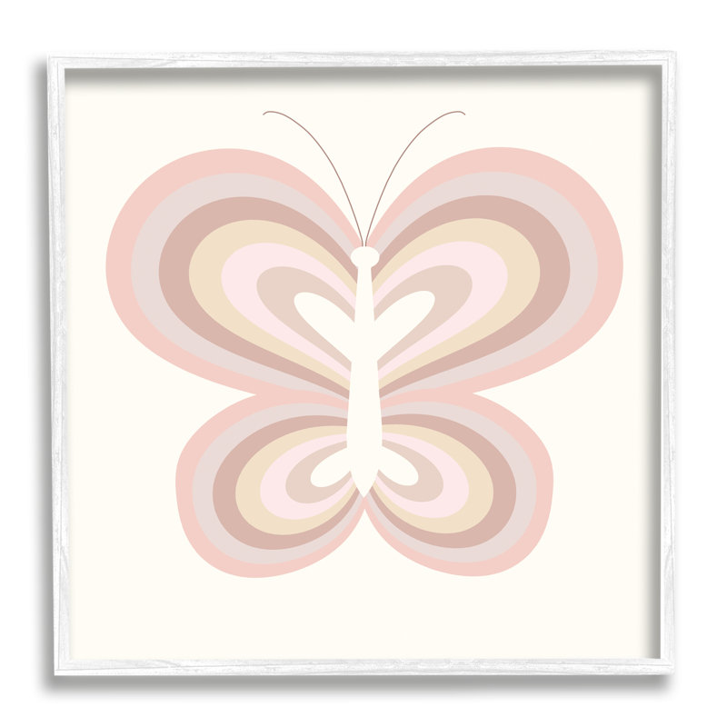 Illustration pour enfants, ailes de papillon, arc-en-ciel, H 17 po x l 17 po x P 1,5 po, Giclée encadrée blanc bord de mer