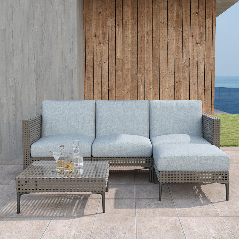 Ainhoa Outdoor 4-Seat L-Shaped Sofa