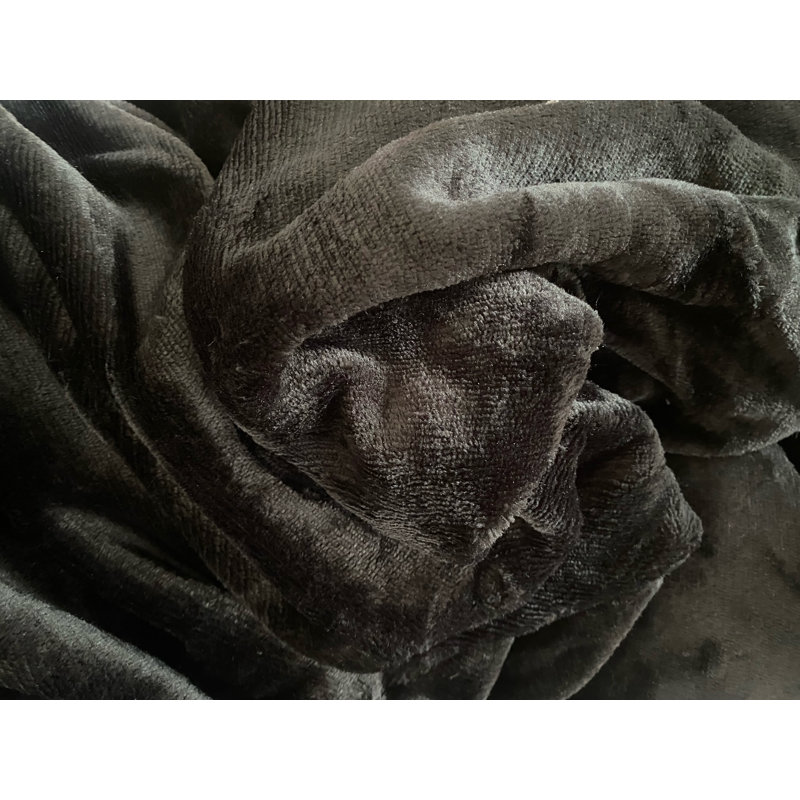 Aylor Teddy Plush Winter Fitted Sheet, European Single (90 x 200 cm), Black