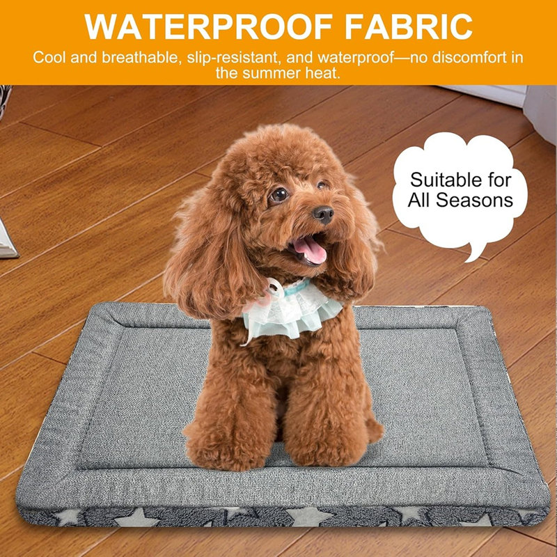 Lit de caisse pour chien - Tapis en peluche lavable avec base antidérapante, coussin de cage confortable pour petits et grands chiens, gris