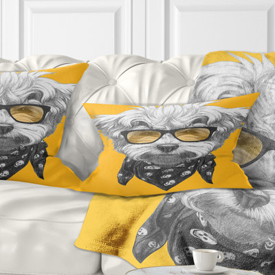 Animal Maltese Poodle with Sunglasses Lumbar Pillow