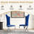 70.08” Faux Marble Dining Table With Double X Mirrored Pedestal Base, 5 Pieces Modern Table For Living Room