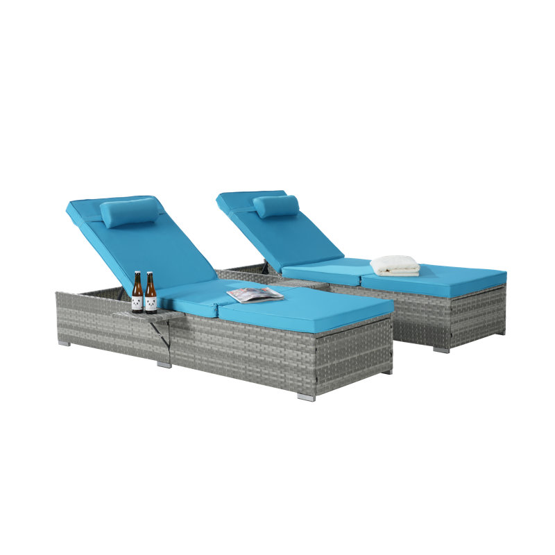 Fauteuil d'extérieur en rotin gris, Bleu
