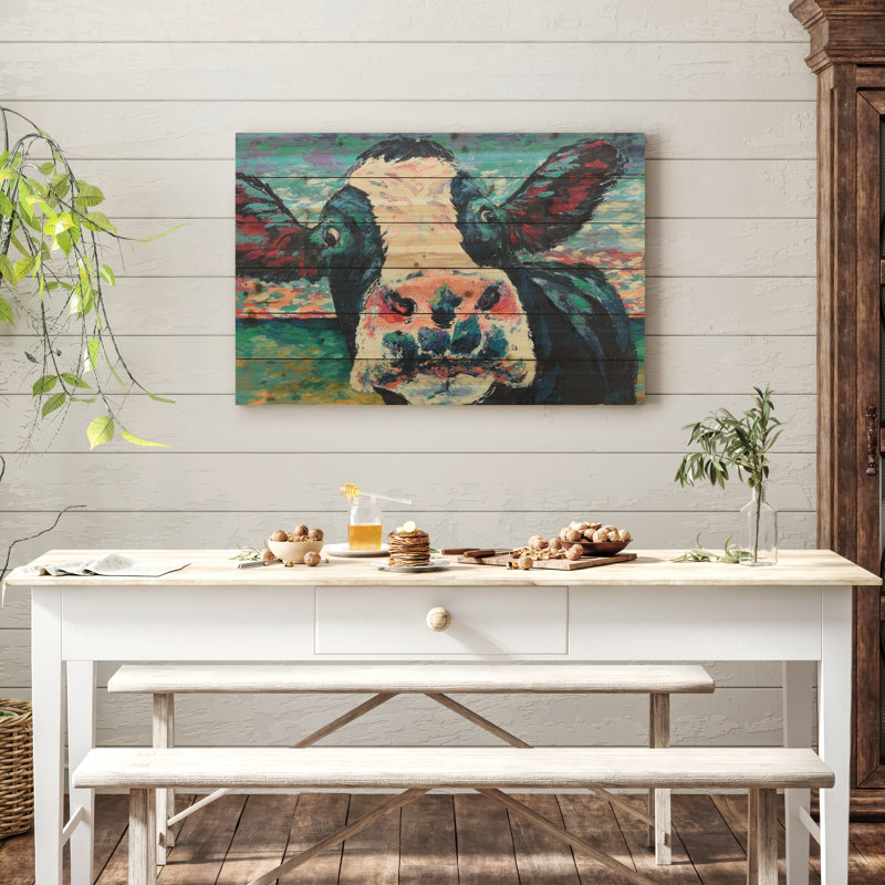 «Curious Cow 2 Arte de Legno, impression numérique» sur bois