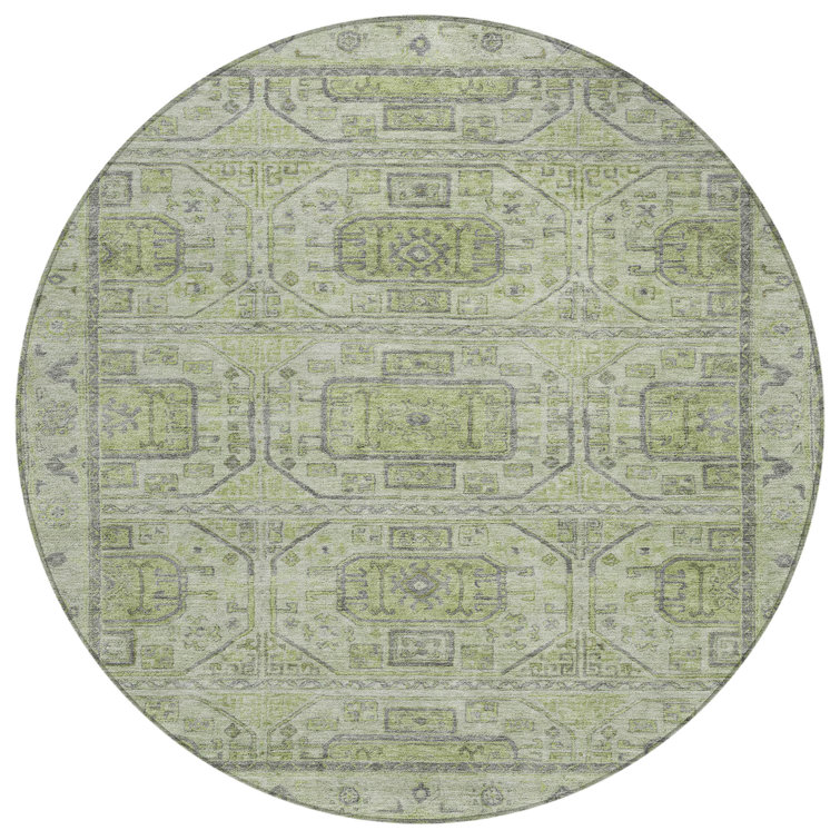 Machine Washable Indoor/Outdoor Xhevrie Aloe Rug
