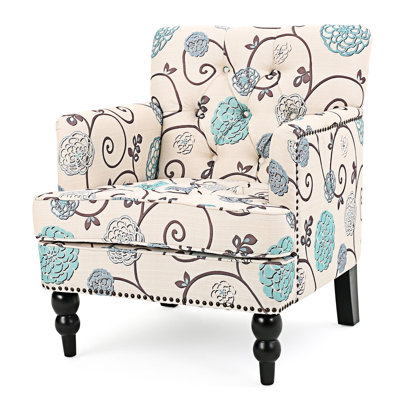 Souders Polyester Armchair With Tufted Nailhead Trim Decoration