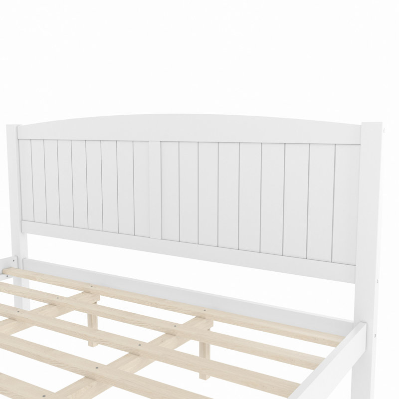 Lit plateforme, lit plateforme en bois massif avec lattes de soutien et structure solide, aucun sommier nécessaire