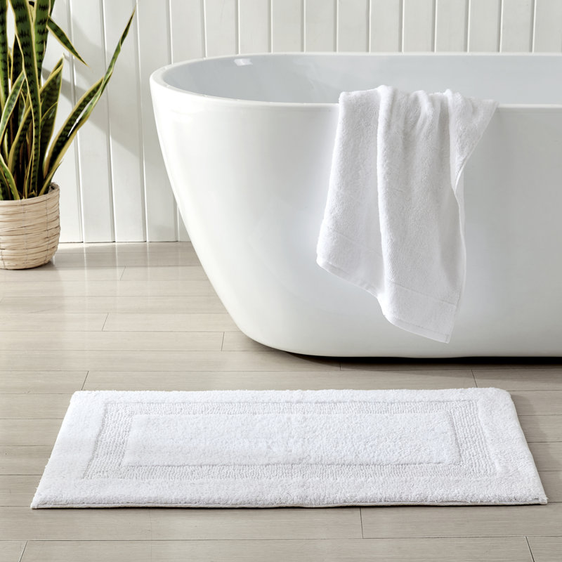 Long Branch 100% Cotton Bath Rug, White, 21 x 34