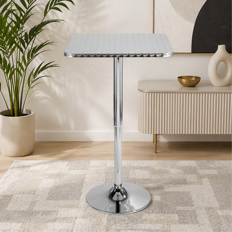 Table de bar contemporaine ajustable carrée argentée