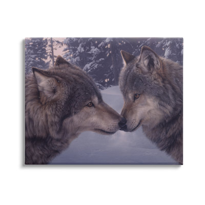 «Au-867-Canvas Wolves Touching Nose Nature on Canvas» par Daniel Smith, peinture