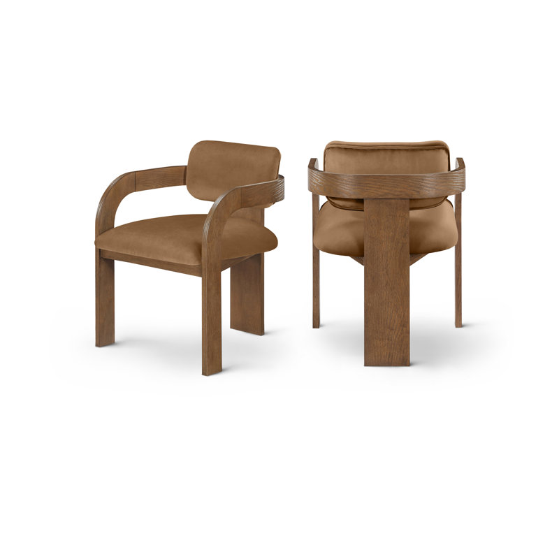 Chaise rembourrée Cedra, Velours selle, Brun