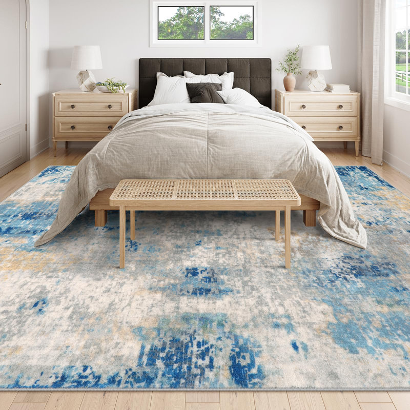 Kayo Modern Abstract Washable Area Rugs for Bedroom Soft Large Accent Carpet for Living Room Home Decor, Rectangle 9' x 12'