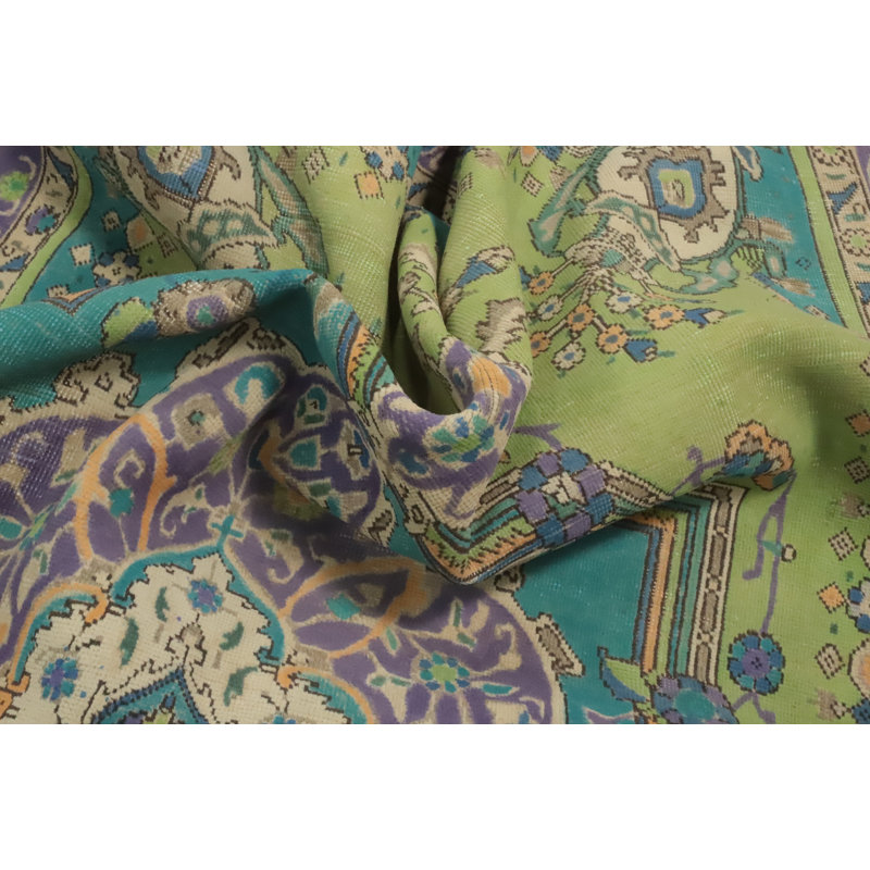 Tapis traditionnel rétro vert 6 x 9