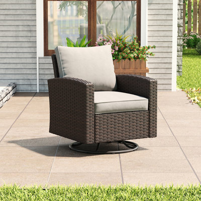 Swivel Patio Wicker Lounge Chairs with Cushions