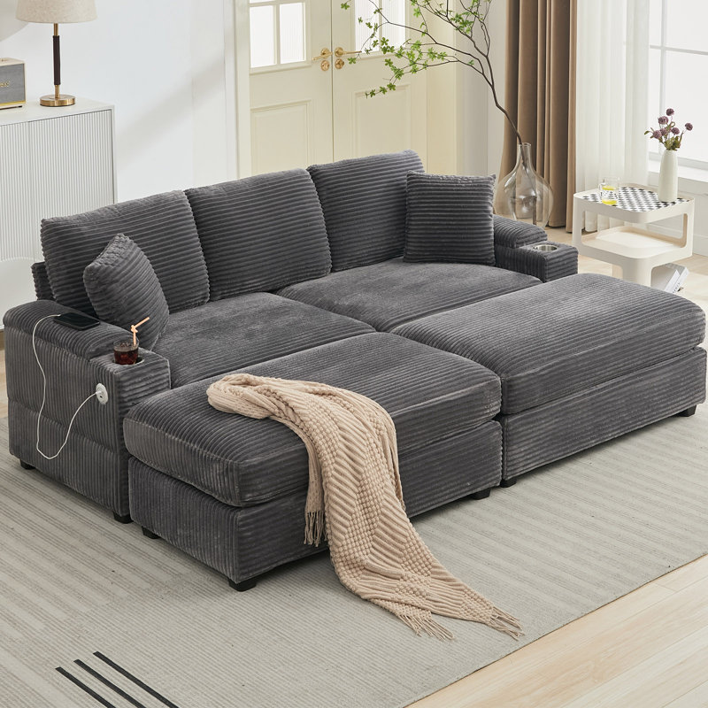 Ensemble de canapé-lit modulaire convertible Boneless Combination, Gris